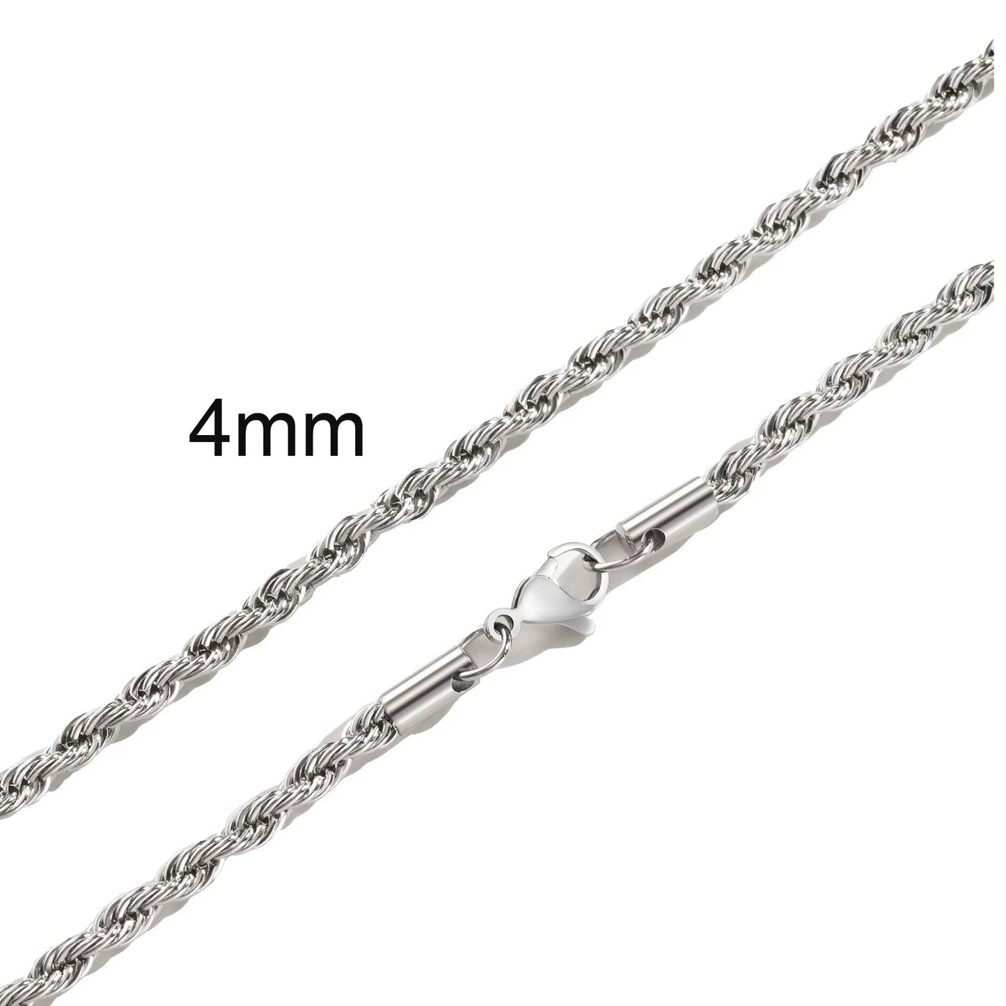 Ropes Long Necklace for Men Women,Stainless Steel Gold Color Twisted Rope Chain Collar,2/3/4/5Mm Punk Basic Waterproof Jewelry