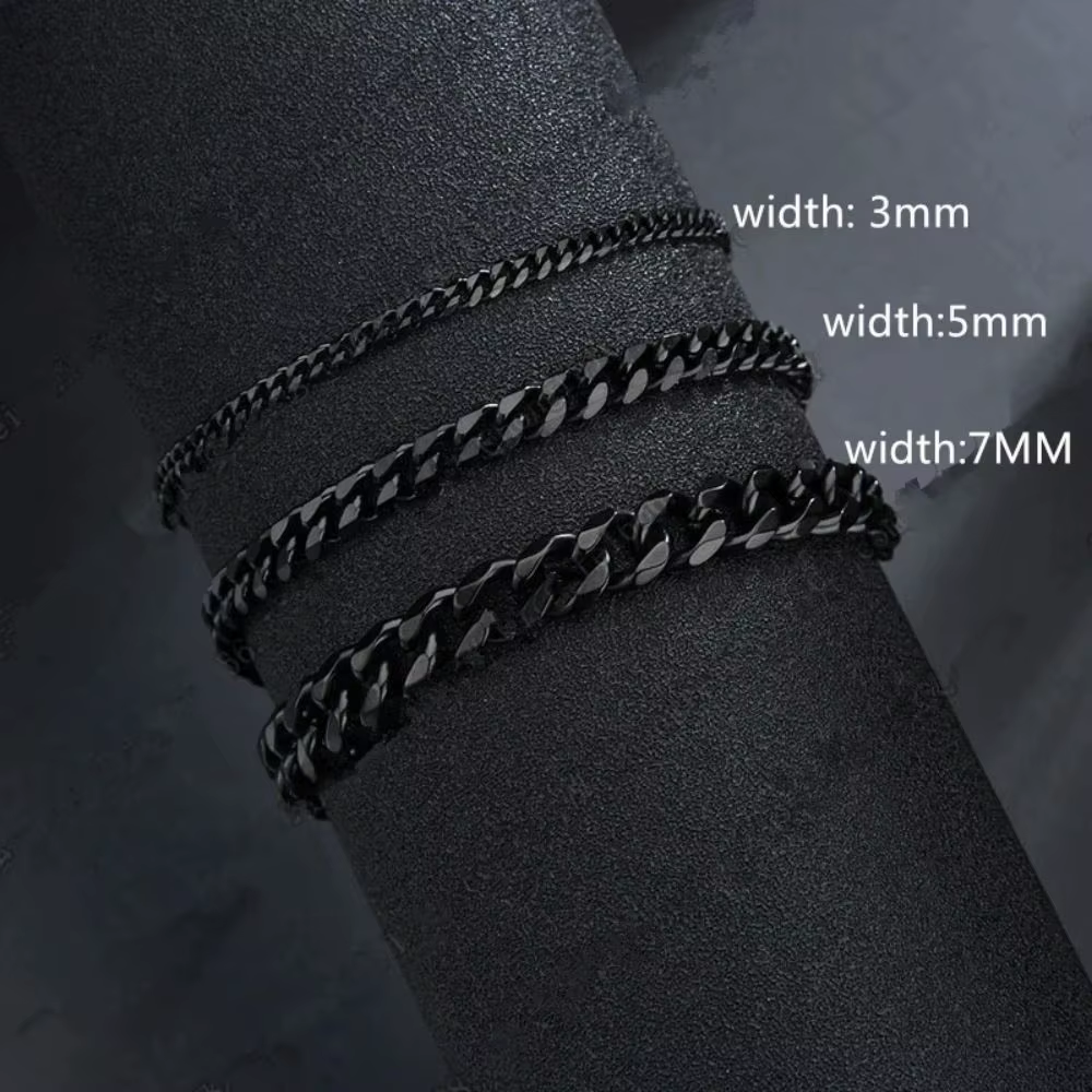 New Trendy Cuban Chain Men Bracelet Classic Stainless Steel 3 5 7Mm Width Chain Bracelet for Men Women Jewelry Party Gift