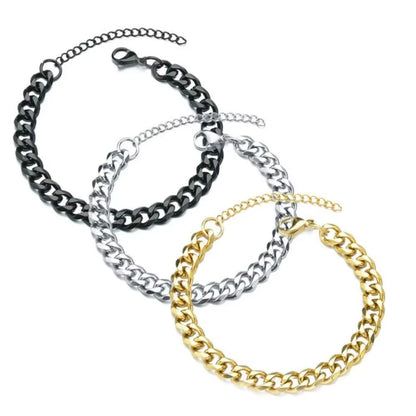 New Trendy Cuban Chain Men Bracelet Classic Stainless Steel 3 5 7Mm Width Chain Bracelet for Men Women Jewelry Party Gift