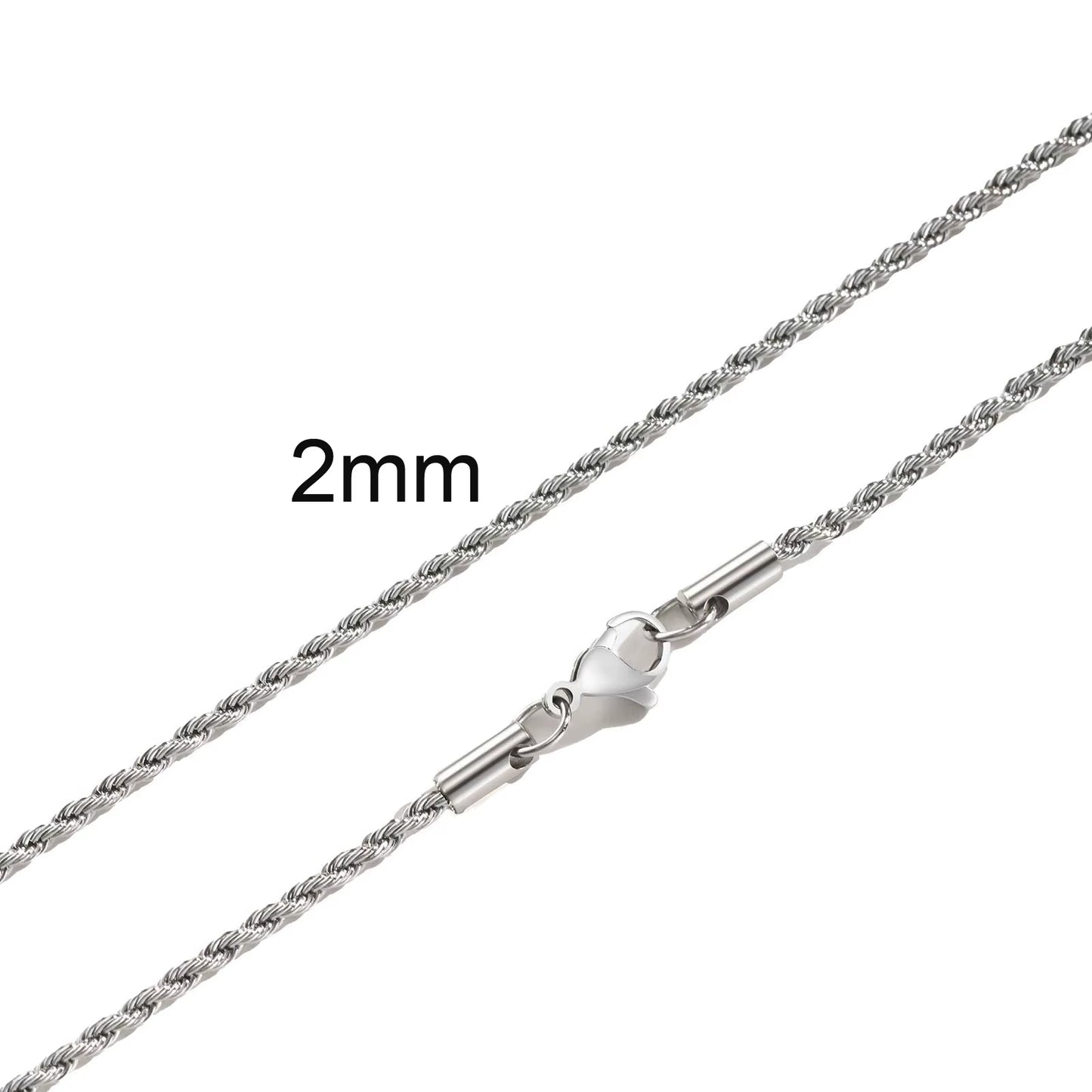 Ropes Long Necklace for Men Women,Stainless Steel Gold Color Twisted Rope Chain Collar,2/3/4/5Mm Punk Basic Waterproof Jewelry