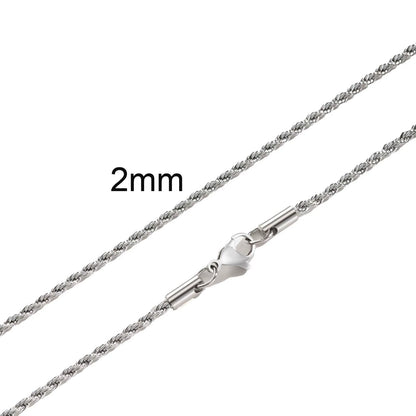 Ropes Long Necklace for Men Women,Stainless Steel Gold Color Twisted Rope Chain Collar,2/3/4/5Mm Punk Basic Waterproof Jewelry