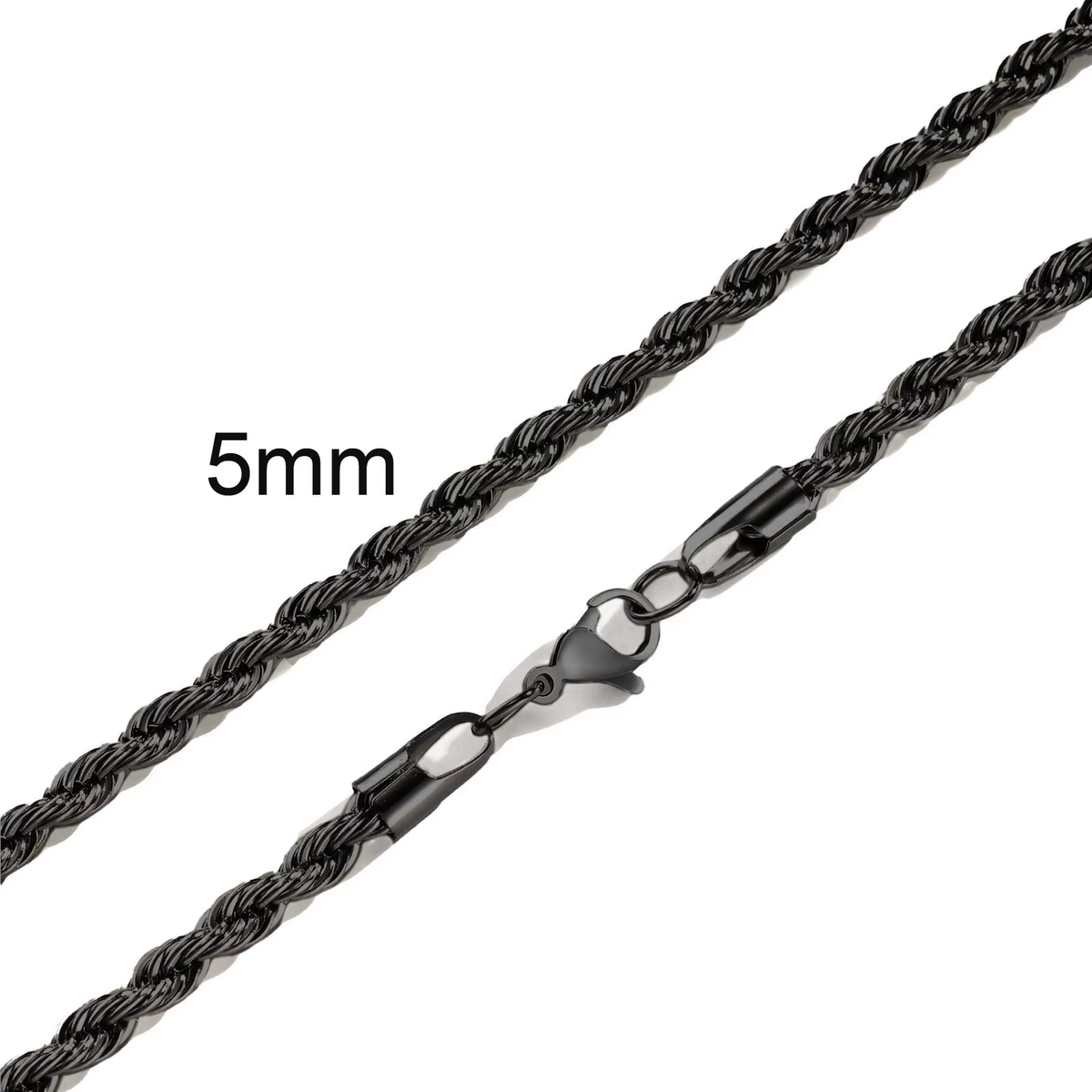 Ropes Long Necklace for Men Women,Stainless Steel Gold Color Twisted Rope Chain Collar,2/3/4/5Mm Punk Basic Waterproof Jewelry