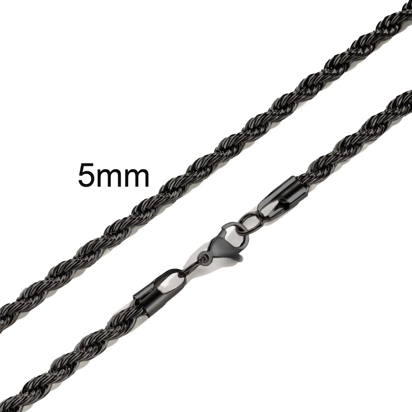 Ropes Long Necklace for Men Women,Stainless Steel Gold Color Twisted Rope Chain Collar,2/3/4/5Mm Punk Basic Waterproof Jewelry