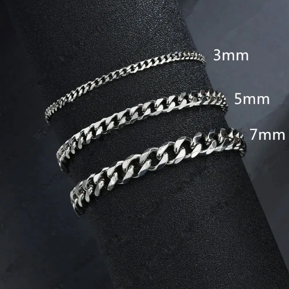 New Trendy Cuban Chain Men Bracelet Classic Stainless Steel 3 5 7Mm Width Chain Bracelet for Men Women Jewelry Party Gift
