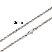 Ropes Long Necklace for Men Women,Stainless Steel Gold Color Twisted Rope Chain Collar,2/3/4/5Mm Punk Basic Waterproof Jewelry