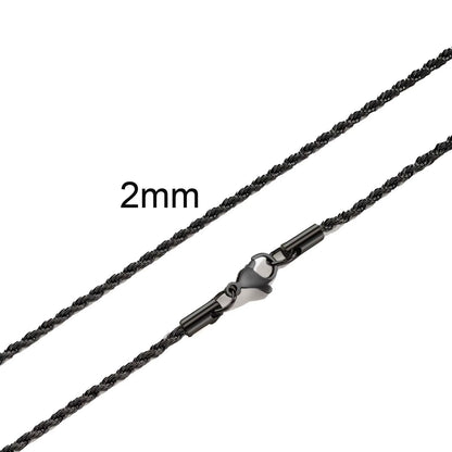 Ropes Long Necklace for Men Women,Stainless Steel Gold Color Twisted Rope Chain Collar,2/3/4/5Mm Punk Basic Waterproof Jewelry